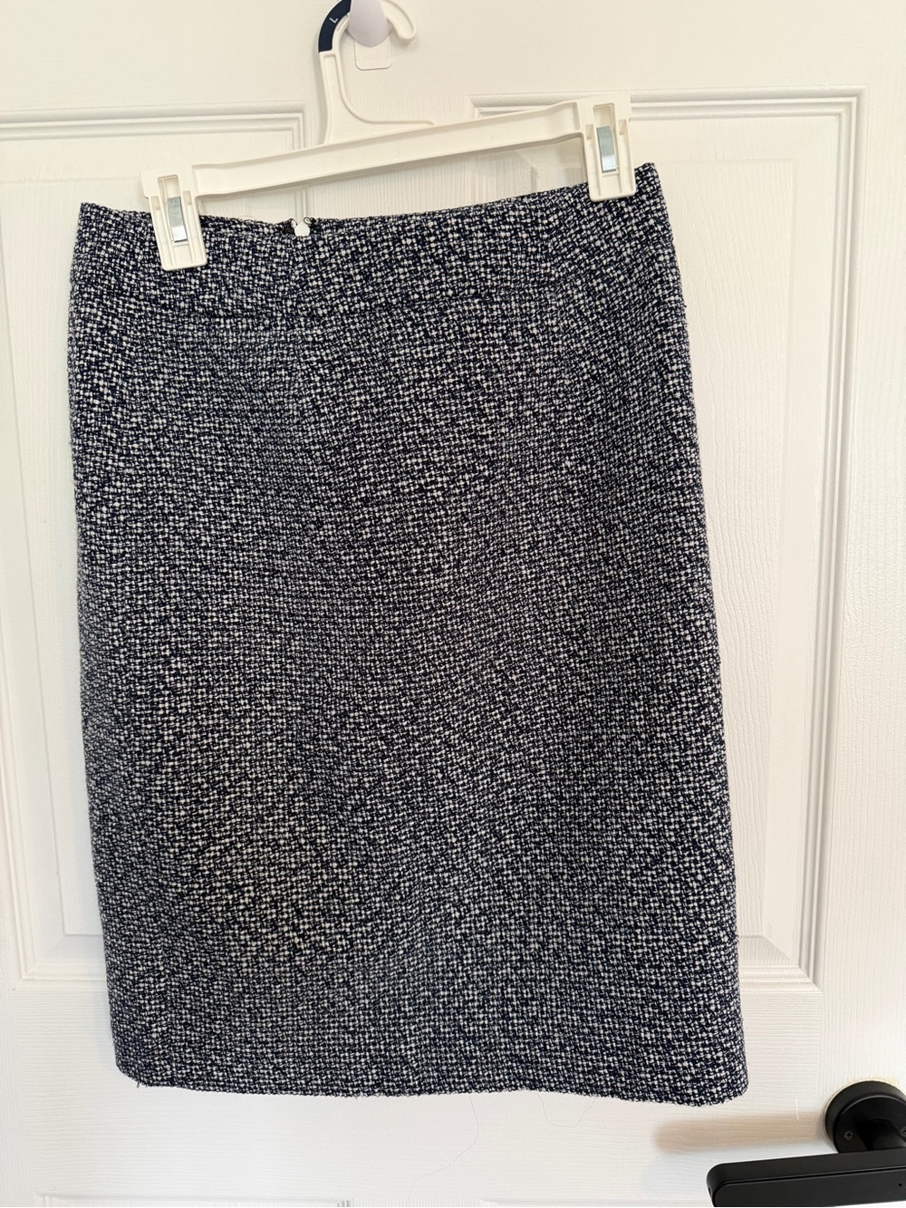 Calvin Klein Navy and White Tweed Pencil Skirt